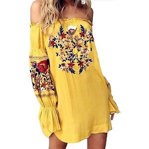 NWOT Embroidered Off the Shoulder Dress